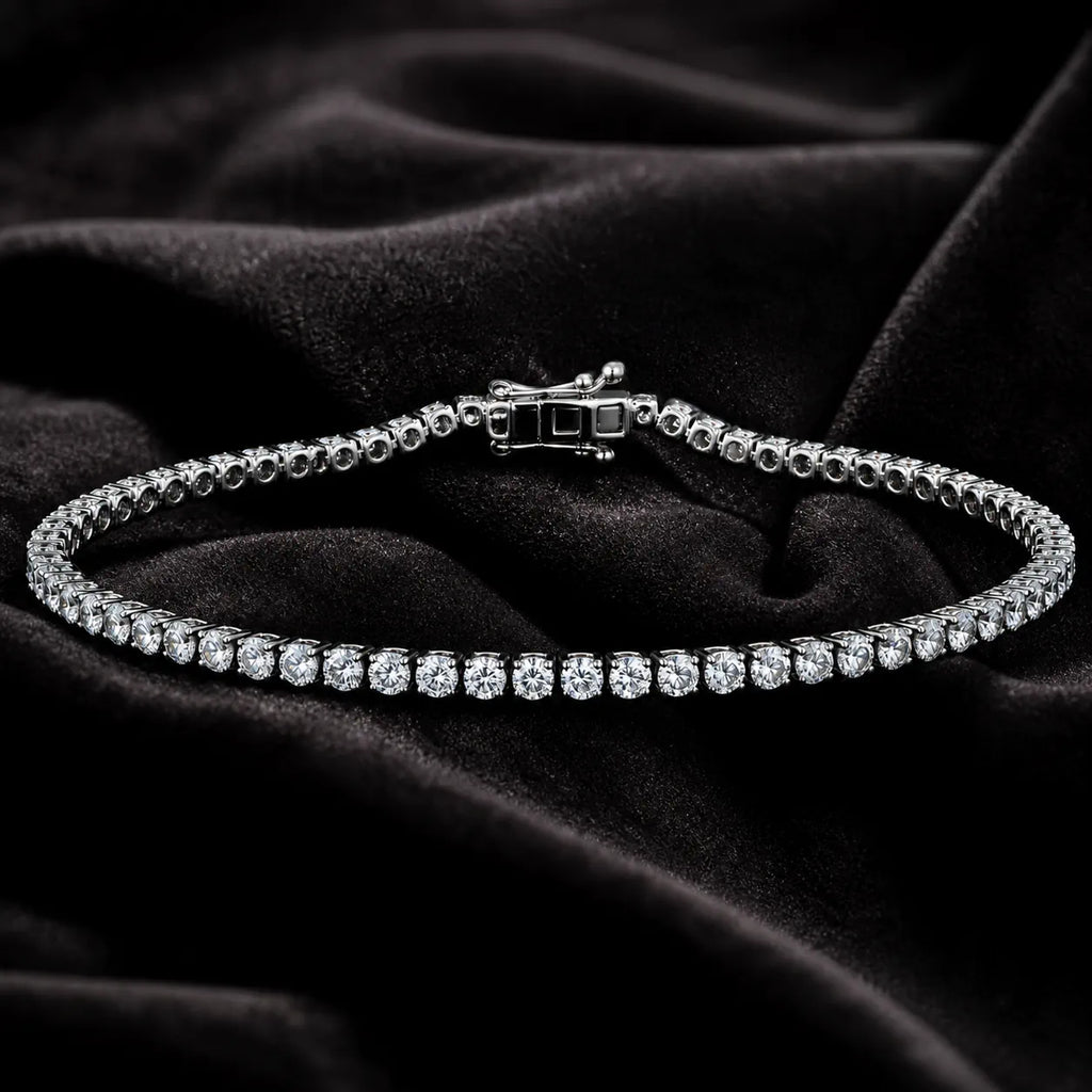 MUHUANG diamond bracelet on black velvet backdrop, sparkling luxury design