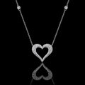 MUHUANG 1.09CT natural diamond heart pendant necklace in 18K white gold