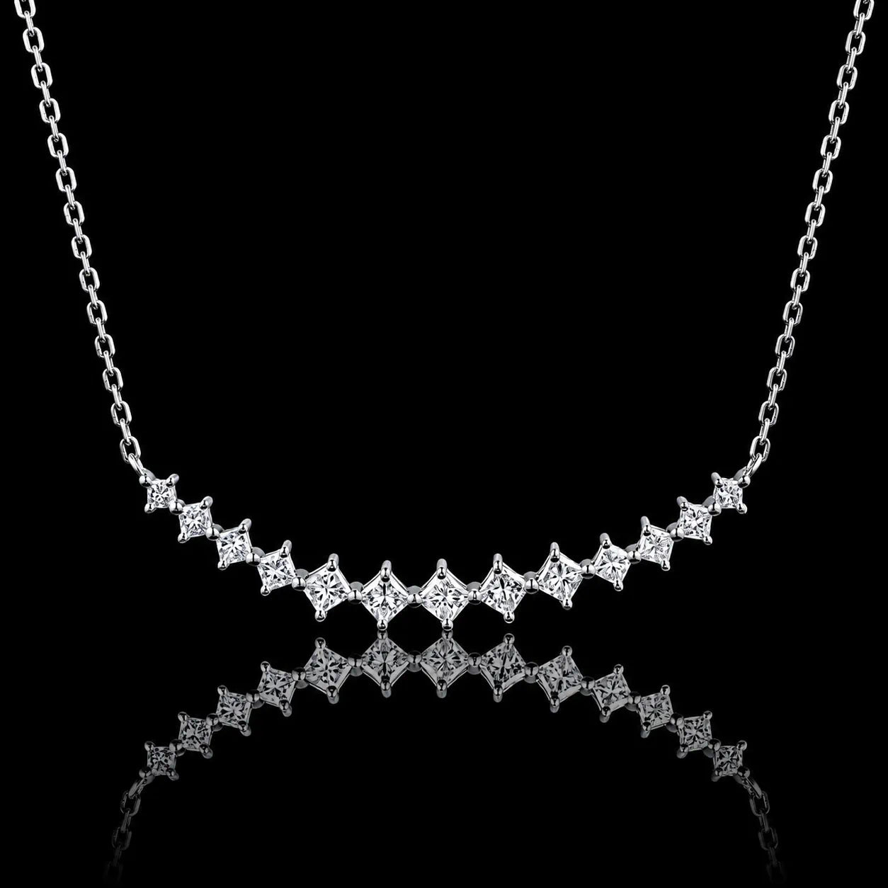 Minimalist 18K White Gold Diamond Necklace MUHUANG