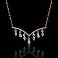 MUHUANG 18K Yellow Gold Natural Diamond Tassel Necklace