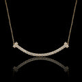MUHUANG 18K Yellow Gold Natural Diamond Curved Necklace