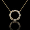 MUHUANG 0.36CT natural diamond circle pendant necklace in 18K yellow gold