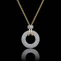 MUHUANG 0.79CT natural diamond circle pendant necklace in 18K yellow and white gold
