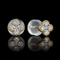 MUHUANG 18K yellow gold flower diamond stud earrings with 10 round diamonds totaling 0.28CT