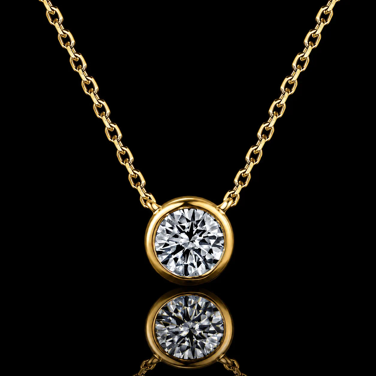 MUHUANG 0.3CT natural diamond pendant necklace in 18K yellow gold