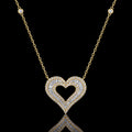 MUHUANG 1.21CT baguette and round diamond heart necklace in 18K yellow gold