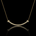 MUHUANG 18K Yellow Gold Natural Diamond Curved Necklace