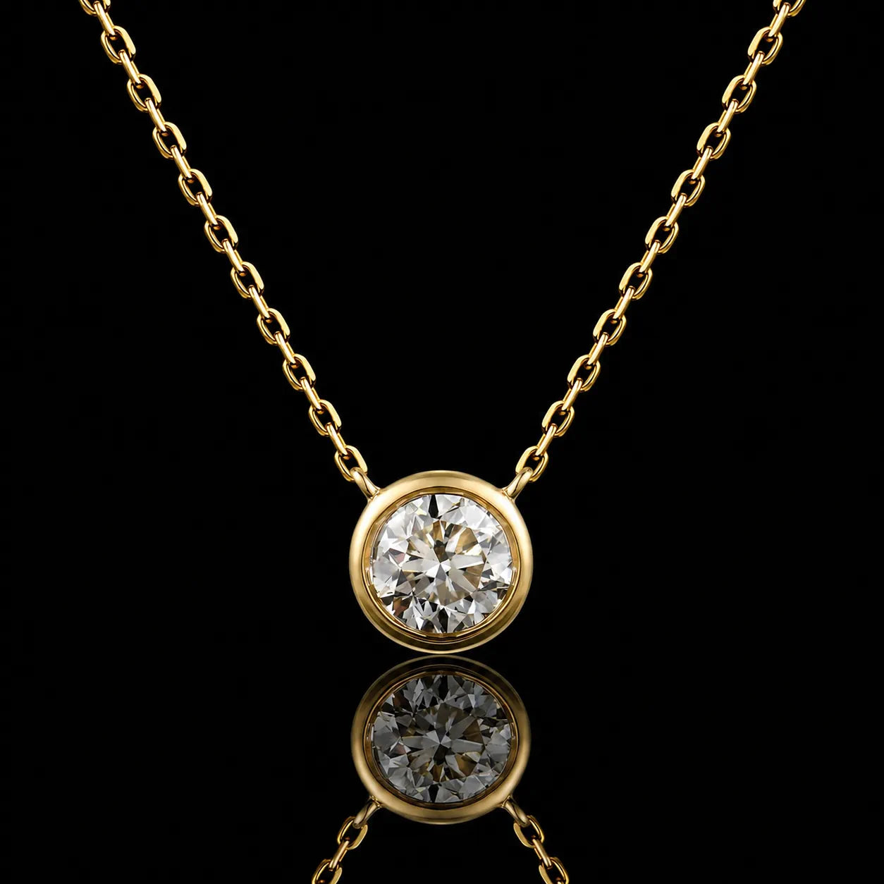 MUHUANG 0.31CT natural diamond pendant necklace in 18K yellow gold