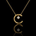 MUHUANG 0.08CT natural diamond crescent necklace in 18K yellow gold