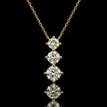 MUHUANG 0.87CT natural diamond three-stone pendant necklace in 18K yellow gold