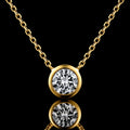 MUHUANG 0.19CT natural diamond pendant necklace in 18K yellow gold