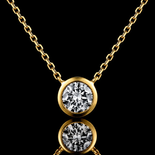 MUHUANG 0.19CT natural diamond pendant necklace in 18K yellow gold