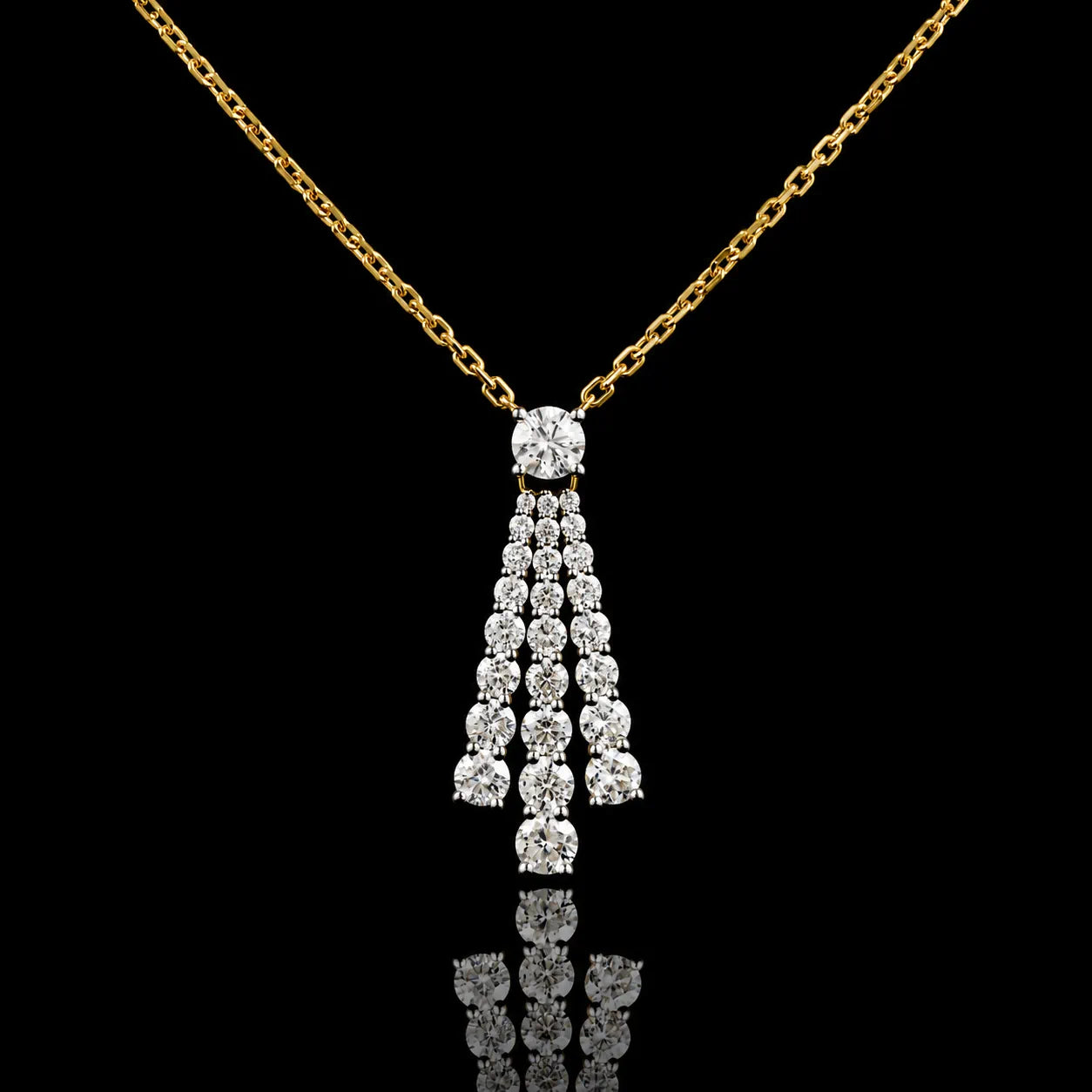 MUHUANG 0.62CT natural diamond tassel necklace in 18K yellow and white gold