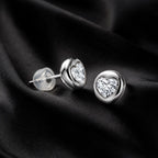 MUHUANG white gold heart diamond stud earrings on black satin