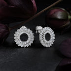 MUHUANG baguette diamond hoop earrings with dark floral accents