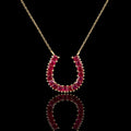 MUHUANG 0.9CT natural ruby horseshoe pendant necklace in 18K yellow gold