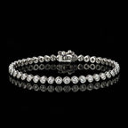 MUHUANG white gold diamond tennis bracelet on black background