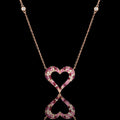 MUHUANG 1.23CT pink sapphire ruby heart necklace in 18K rose gold