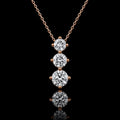 MUHUANG 0.83CT natural diamond three-stone pendant necklace in 18K rose gold