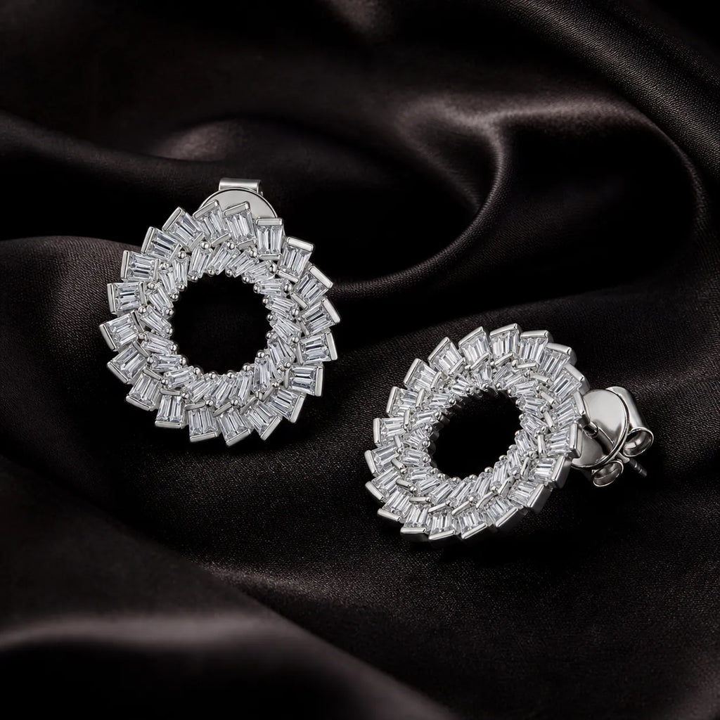 0.97CT Diamond Hoop Earrings in 18K White Gold