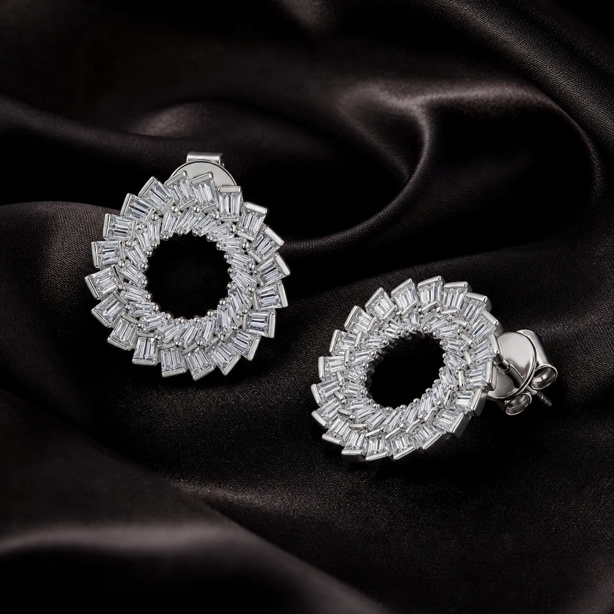 0.97CT Diamond Hoop Earrings in 18K White Gold