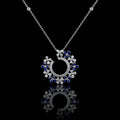 MUHUANG 0.59CT sapphire diamond circle pendant necklace in 18K white gold