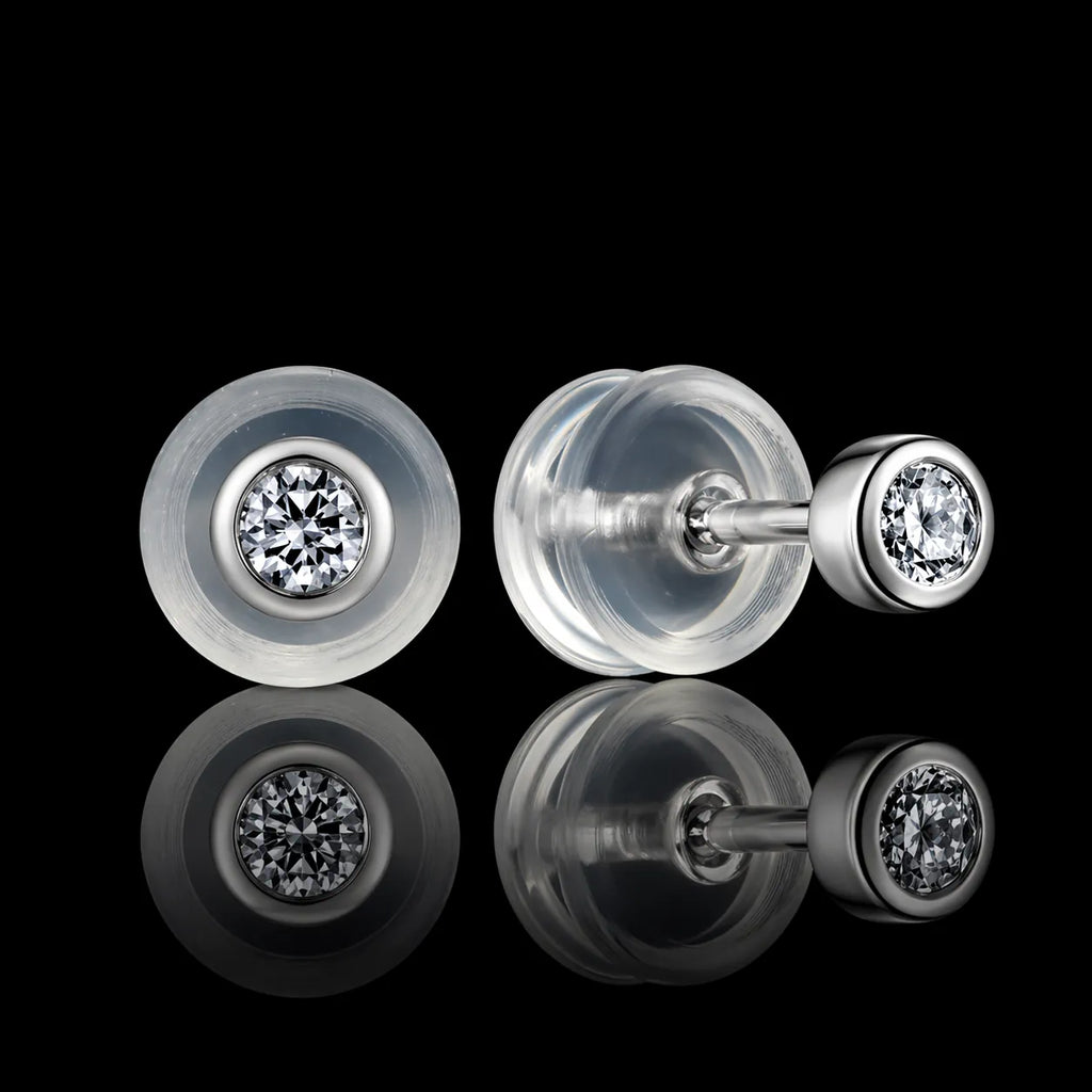 MUHUANG diamond stud earrings with silicone backs