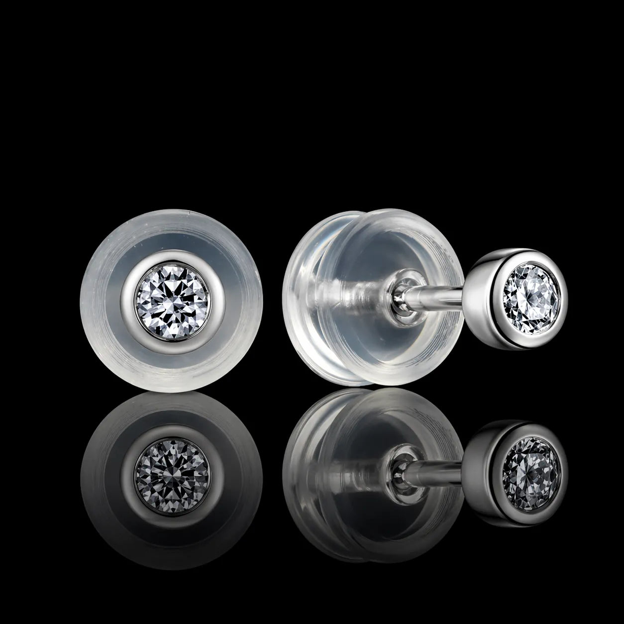 MUHUANG diamond stud earrings with silicone backs