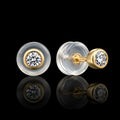 MUHUANG yellow gold diamond stud earrings with silicone backs