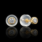 MUHUANG yellow gold diamond stud earrings with silicone backs