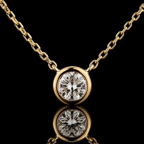 MUHUANG 0.13CT natural diamond pendant necklace in 18K yellow gold