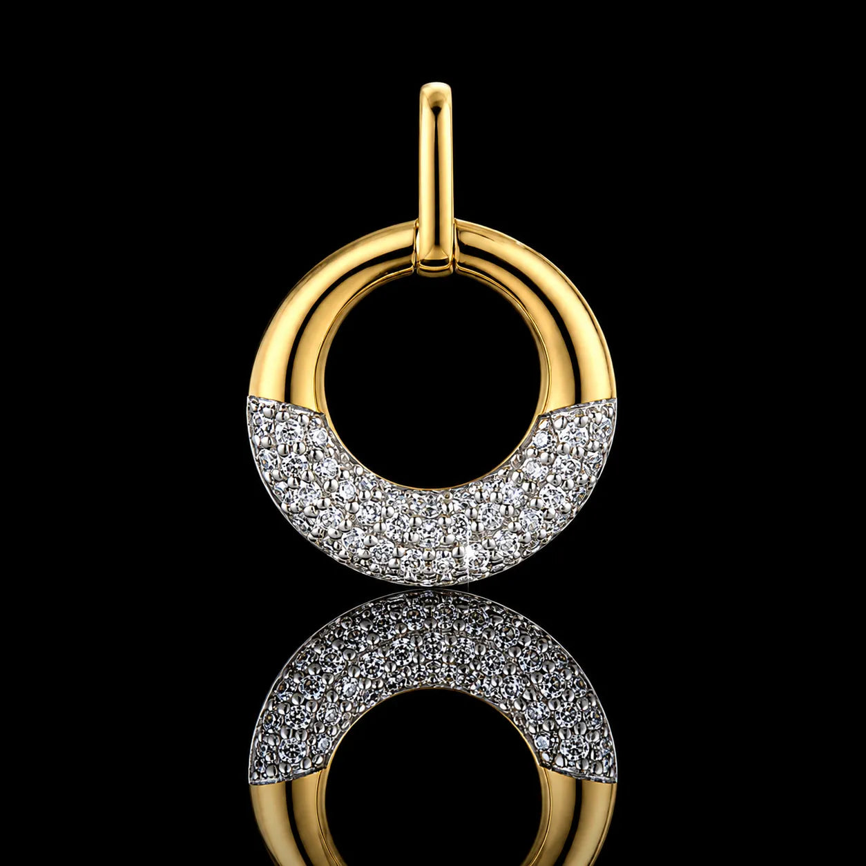 MUHUANG 18K Yellow Gold Natural Diamond Earrings