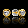MUHUANG heart shaped diamond stud earrings in yellow gold