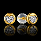 MUHUANG heart shaped diamond stud earrings in yellow gold