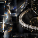 MUHUANG luxurious diamond bracelet reflecting light on black surface