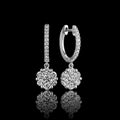MUHUANG white gold diamond drop hoop earrings on black background