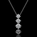 MUHUANG 0.86CT natural diamond three-stone pendant necklace in 18K white gold