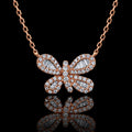 MUHUANG 0.38CT natural diamond butterfly necklace in 18K rose gold