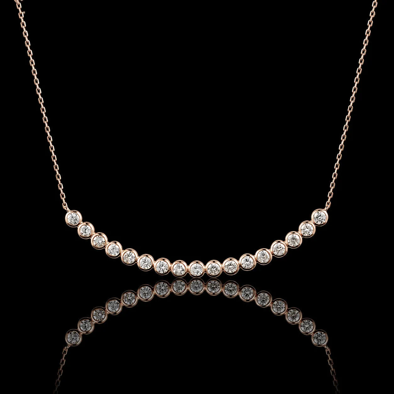 MUHUANG 0.5CT natural diamond curve necklace in 18K rose gold